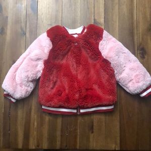 Baby Girls Valentines Bomber Fur Jacket
